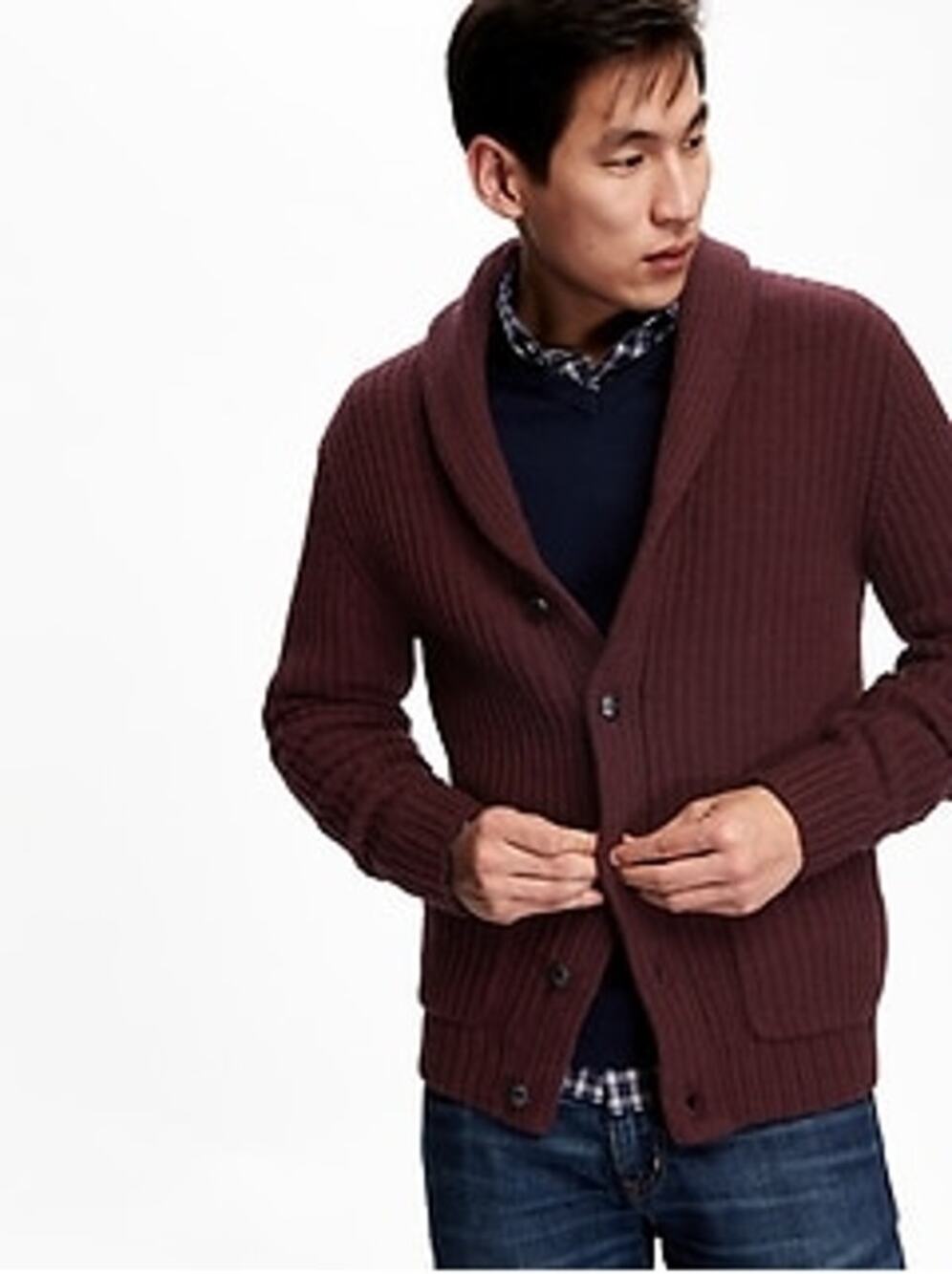 Old Navy Chunky Knit Shawl Collar Wool Blend Fisherman Cardigan Small Grandpa
